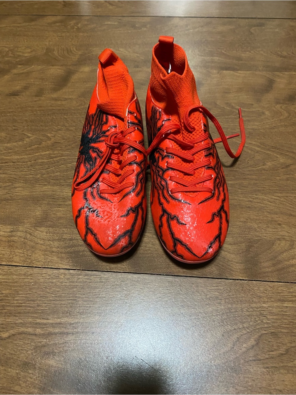 Kids Red Athletic soccer cleats with Black Accent